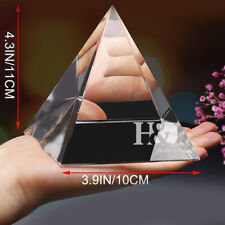 H&D Clear Crystal Healing Pyramid Large Quartz Ornaments Home Office Decor picture