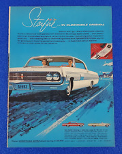 1962 OLDSMOBILE STARFIRE ORIGINAL OLDS PRINT AD SHIPS FREE CLASSIC WHITE ON BLUE picture