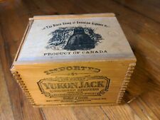 VINTAGE 1975 YUKON JACK WHISKY WOODEN BOX / CRATE with sliding lid 7 3/4” x 6” picture