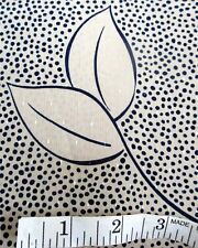 3.75 yd Vintage 1980s Dress Fabric Micro Polka Dots Navy Beige Nude Leaves Leaf picture