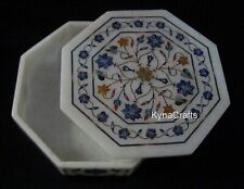 7 Inches Marble Bangle Box Floral Design Inlay Work Jewelry Box from Cottage Art picture