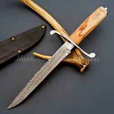 Custom Made Forged Damascus Steel COVINGTON BOWIE lugged steel Guard & Olive Woo picture