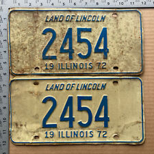 Illinois 1972 license plate pair 2 454 YOM DMV Chevy big block muscle car TCIL picture