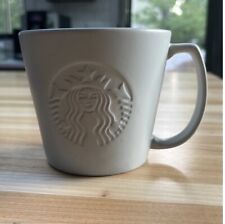 Starbucks 12 Oz Coffee Mug/Cup Embossed 3D White We Proudly Serve Mermaid Logo picture