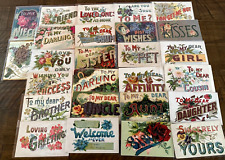 Lot of 26 Words~To Family~Sentiments~Large Letter 1910 Greetings~Postcards-k-24 picture
