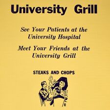 Vintage 1950s University Grill Restaurant Menu Hospital Patients Augusta Georgia picture