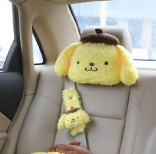 2pcs Furry Pompompurin Car Neck Pillow Headrest Seat Belt Cover Shoulder Pad Set picture
