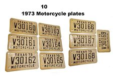 1973 TX TEXAS Motorcycle License Plate Black NOS Harley Bike cycle 73 LOT of 10 picture
