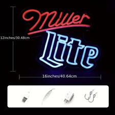 Miller Lite LED Neon Sign, 16x12in, USB, Dimmable picture