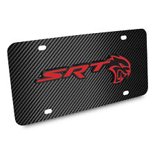 Dodge SRT Hellcat in Red 3D Logo Black Carbon Fiber Patten Steel License Plate picture