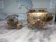 Vintage Music Box Copper Stagecoach And Car Lot Of 2~ Both Work ~ picture