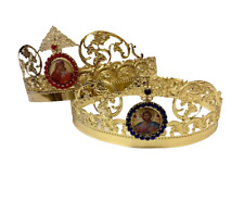 Byzantine Orthodox christian pair wedding crowns set of  two orthodox church picture