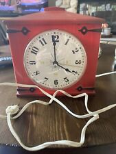 Vintage Westclox Barn Red Electric Wall/Mantle Clock . Tested Works picture