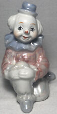 6” x 3.5” Vintage Clown Figurine Pearlized Pastel Glossy Glazed Porcelain Finish picture