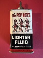 1934 Vintage Pep Boys 4oz Lighter Fluid Tin Oiler Can, Cornell Tires, Lead Empty picture