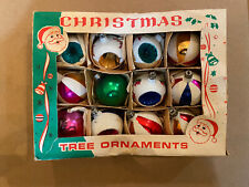 ANTIQUE CHRISTMAS ORNAMENTS WITH SNOW ONE DOZEN 1940’s/50’s RARE WITH BOX NOS picture