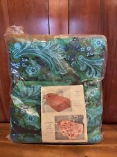 Paisley blue green bedspread NOS 1960s vintage flowers hippy KING picture