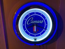Chevy Camaro Motors Auto Garage Man Cave BLUE Neon Wall Clock Advertising Sign picture
