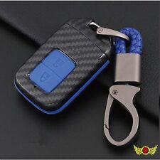 Carbon- Smart Key Case For Honda Vehicles, Vezel/Fit, type1, With Chain Blue picture