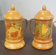 Antique Wooden Beer Stein Salt And Pepper Shakers picture
