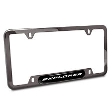 Ford Explorer Black Insert Gunmetal Chrome Stainless Steel License Plate Frame picture
