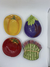 Pier One 1 Sauce Dishes 4 Mini Ironstone Hand painted Vegetable Side Dip plates picture
