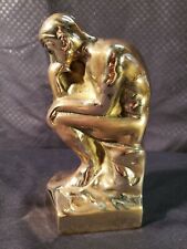 Vintage 1928 The Thinker Thinking Man Brass Finish Metal Brass Figurine  picture