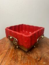 Vintage 1940s Red And Brass Frame Square Planter  picture