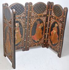 Vintage Wooden Small Desk Partition Screen Original Old Hand Carved Fine Painted picture