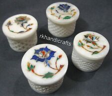 2.5 Inches Marble Jewelry Box Marquetry Art Multiuse Box for Home Set of 4 Piece picture
