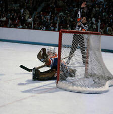 Edmonton Oilers goalie Andy Moog in action, making save vs Montrea - Old Photo picture