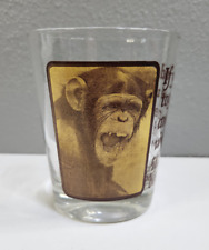 VTG 1978 Chimpanzee Monkey Satirical Bar Glass the C.M. Paula Co. Rare picture