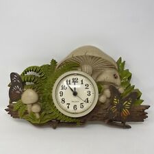 Retro Mushroom Butterfly Vintage Outdoor Scene Wall Clock Works New Haven Quartz picture