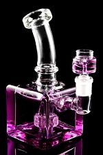 Small Stemless Lilac Glycerin Filled Cube Water Pipe - Beaker Bong picture