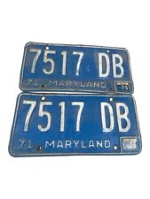 1975 Maryland License Plate Pair 7517 DB YOM DMV Clear Ford Chevy Pontiac 1971 picture