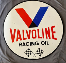 PORCELIAN VALVOLINE RACING OIL ENAMEL SIGN SIZE 30X30 INCHES DOUBLE SIDED picture