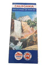 Vintage 1962 Chevron Gas California Tourist Road Map Vernal Falls Yosemite picture