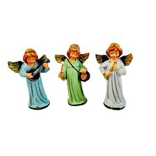 3 vtg paper mache figurine angels playing music from italy picture