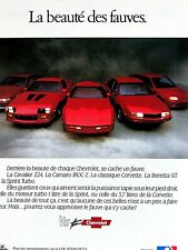 1989 Chevrolet Corvette IROC Z FRENCH La beaute des fauves VTG Original Print Ad picture