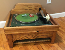 **Vintage Antique RESONATOR PHONOGRAPH WIND-UP RECORD PLAYER & OAK CABINET~VIDEO picture