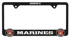 MARINES 3D BLACK METAL LICENSE PLATE FRAME USA MADE picture