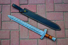Hand Forged Danascus Steel 24 inches Viking Battle Ready Hunting Sword W/Sheath picture