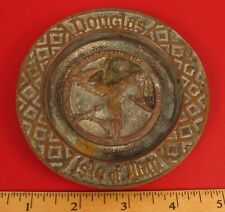 ANTIQUE DOUGLAS ISLE OF MAN BRASS ASHTRAY TIP PLATE STABIT JECERIS QUOCUNQUE  picture