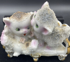 Vintage 1950s UCAGCO Cat & Chair Figurine Sugar Glaze Kitten Porcelain Japan picture