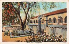 Mission San Fernando CA California Front Gate View Fountain Vtg Postcard A6 picture