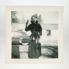 Angry Witch Casting Spell Photo 1950s Old Car Woman Annoyed Lady Snapshot A4227 picture