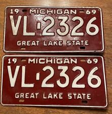 1969  MICHIGAN  License plates  Matching Pairs Nos  picture