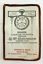Antique Elgin Railroad Watch Pouch/Badge E. Waite Watchmaker Portland ME Ad picture