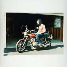 Vintage Suzuki Motorcycle Biker Photo 1980s Motorbike Garage Snapshot Art D1851 picture