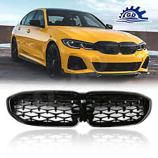 Front Kidney Grille Glossy Black Meteor Diamond For 2019-2022 BMW 3-Series G20 picture